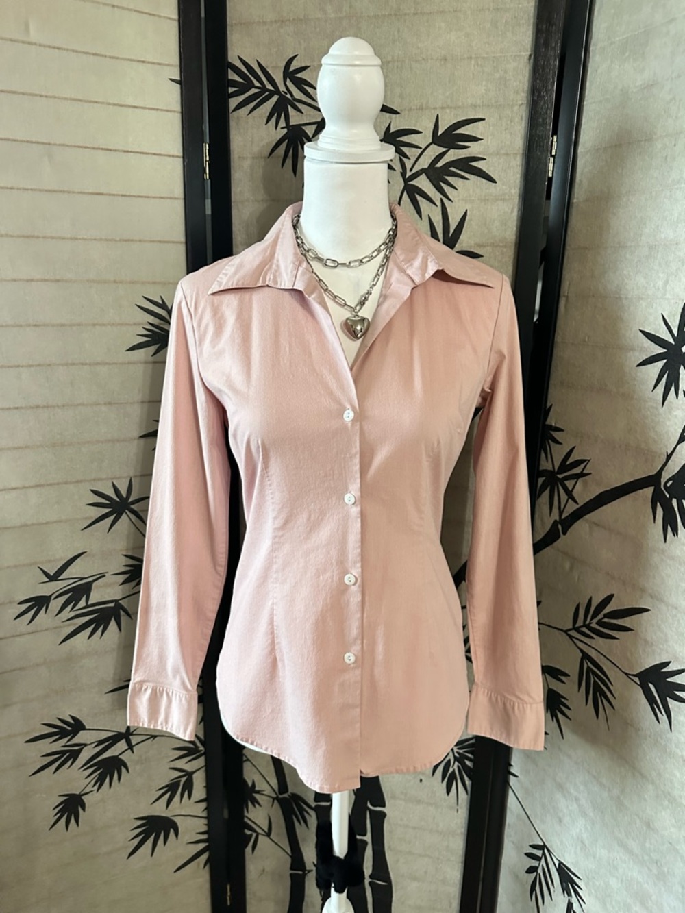 New York & Company Pink Button-Up S